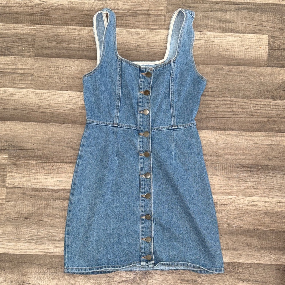 Urban Outfitters Blue Denim Button Mini Dress - 6